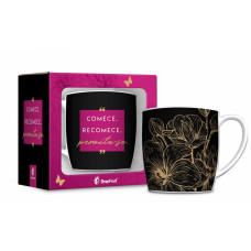 CANECA PORCELANA 360ML "COMECE. RECOMECE. PERMITA-SE"