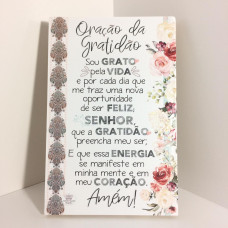 PLACA DE MESA DECORADA - ORAÇÃO GRATIDÃO